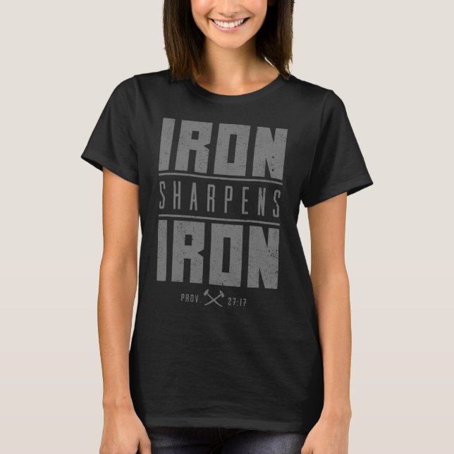 Camiseta Ferro Sharpens Ferro Christian Scripting Bíblia G (Frente)