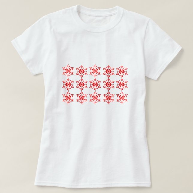 Camiseta Fesestivo Floco de Neve Patternado No Topo De Nata (Frente do Design)