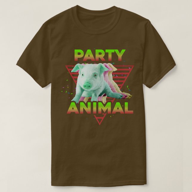 Camiseta FESTA ANIMAL Engraçado Porco Sobrevivência Meninas (Frente do Design)