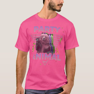 Camiseta FESTA ANIMAL Engraçado Urso Cinza Vintage 80s Vapo