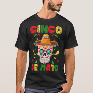 Camiseta Festa Cinco De Mayo Crânio Açucarado Homens Mulher