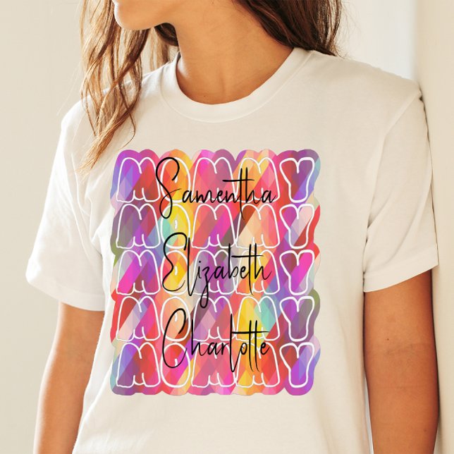Camiseta Festa Colorida de Nomes de Crianças Personalizadas (Criador carregado)
