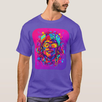 Camiseta Festa Colorida Neon Brilhante Electro engraçado