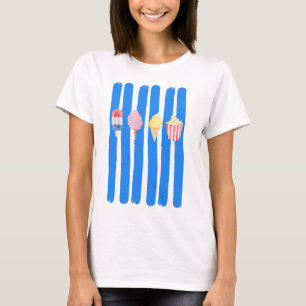 Camiseta Festa Comida de Carnaval Aquarela Listras Azuis