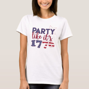 Camiseta Festa como 1776 - Tipografia de Bandeira Americana