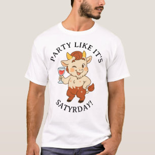Camiseta Festa como é Satyrday Cute Wine Satyr Mythology