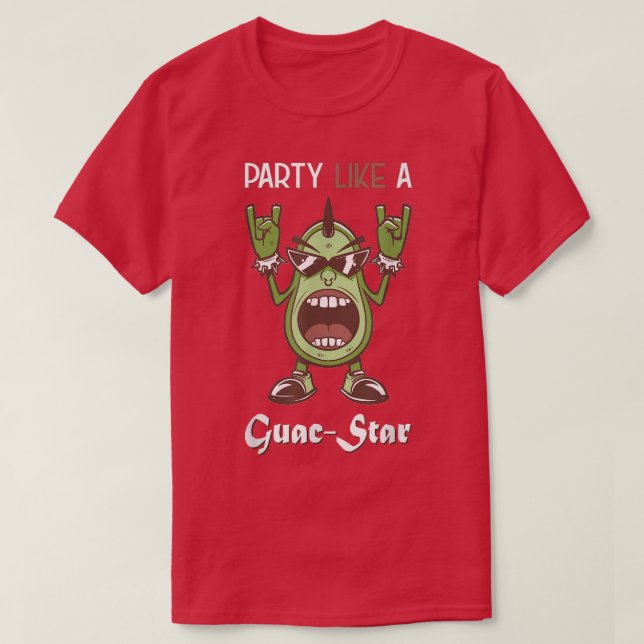 Camiseta Festa como Guac-Star Avocado Rock n Roll (Frente do Design)