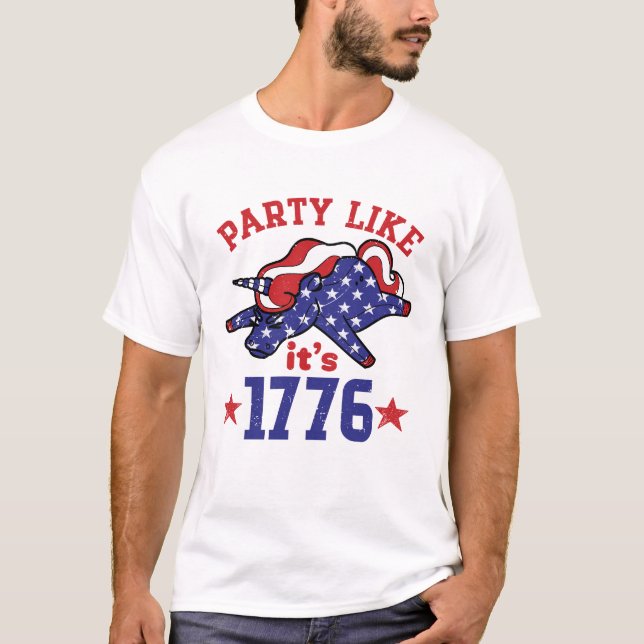Camiseta Festa Como se fosse 1776 Engraçado 4 de julho (Frente)