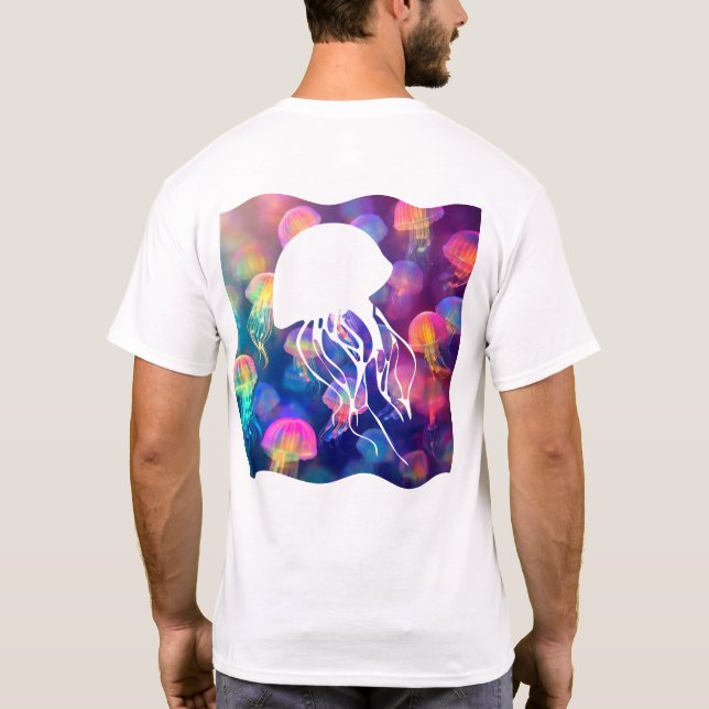 Camiseta Festa como uma Silhoucheira de Água-Viva Frente e  (Verso)