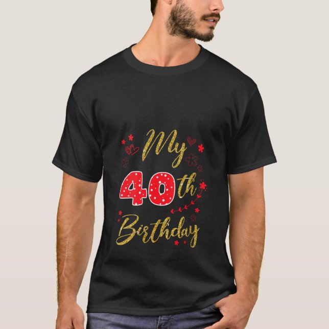 Camiseta Festa da minha família aniversário de 40 anos Cute (Frente)
