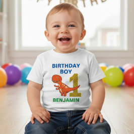 Camiseta Festa de 1º Aniversário do Dinossauro Fofo