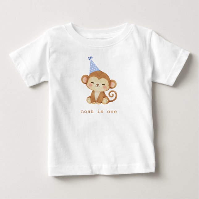Camiseta Festa de 1º Aniversário do Macaco  (Frente)