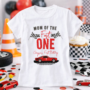 Camiseta Festa de 1º Aniversário do Menino Carro de Corrida