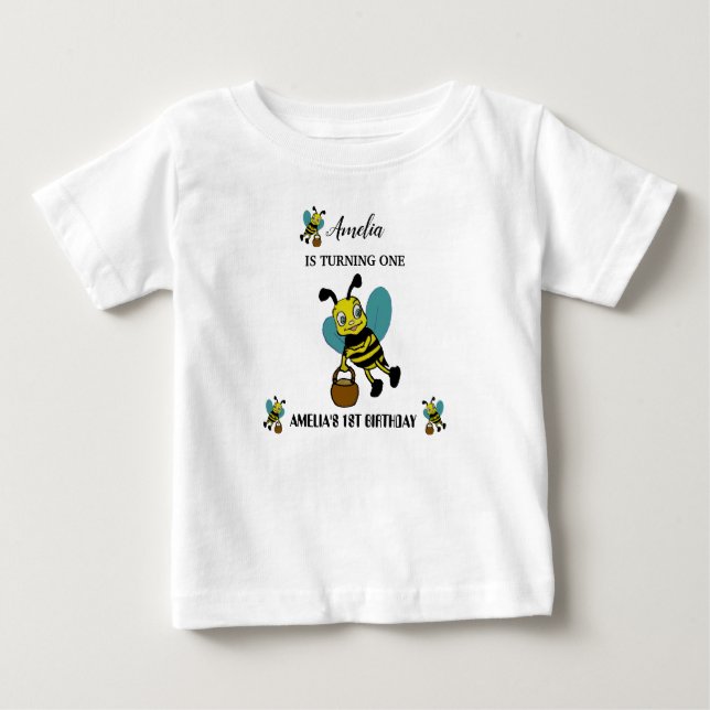 Camiseta Festa de 1º aniversário personalizada com tema Abe (Frente)
