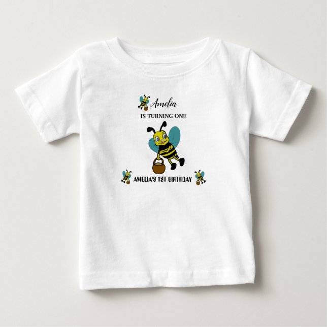 Camiseta Festa de 1º aniversário personalizada com tema de  (Frente)