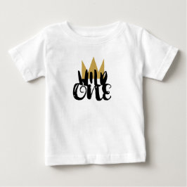 Camiseta Festa de 1º Aniversário Rei Selvagem Coroa Dourada