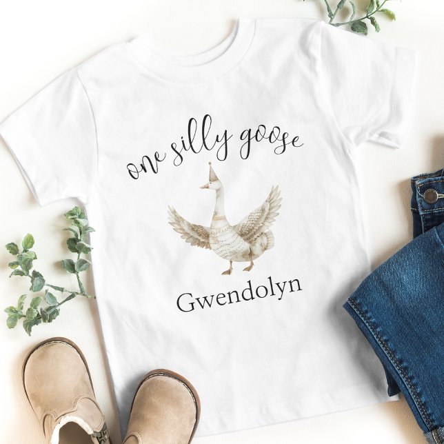 Camiseta Festa de 1º Aniversário "Um Ganso Tolo" Picnic Fof ("one silly goose" first birthday party birthday party toddler 1 year old bday tshirt kids bday party)