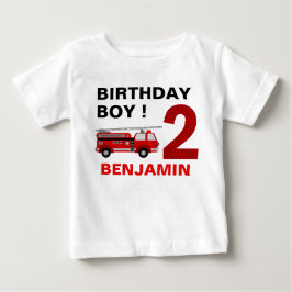 Camiseta Festa de 2 anos com tema de Caminhão de Bombeiros