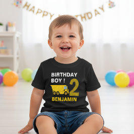 Camiseta Festa de 2 Anos Construção de Caminhão