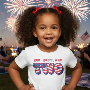 Camiseta Festa de 2 anos Patriótica Bandeira EUA 4 de Julho