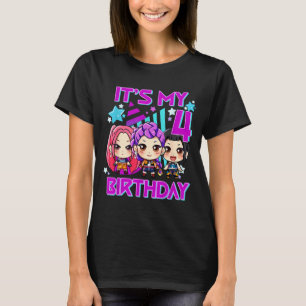 Camiseta Festa de 4 anos de idade k pop crianças aniversári