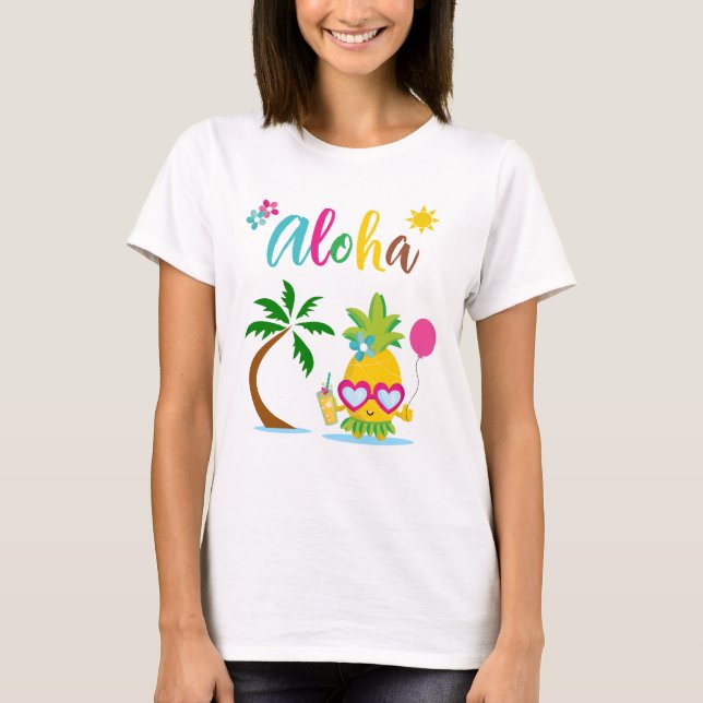 Camiseta Festa de Abacaxi Tropical de Aloha (Frente)