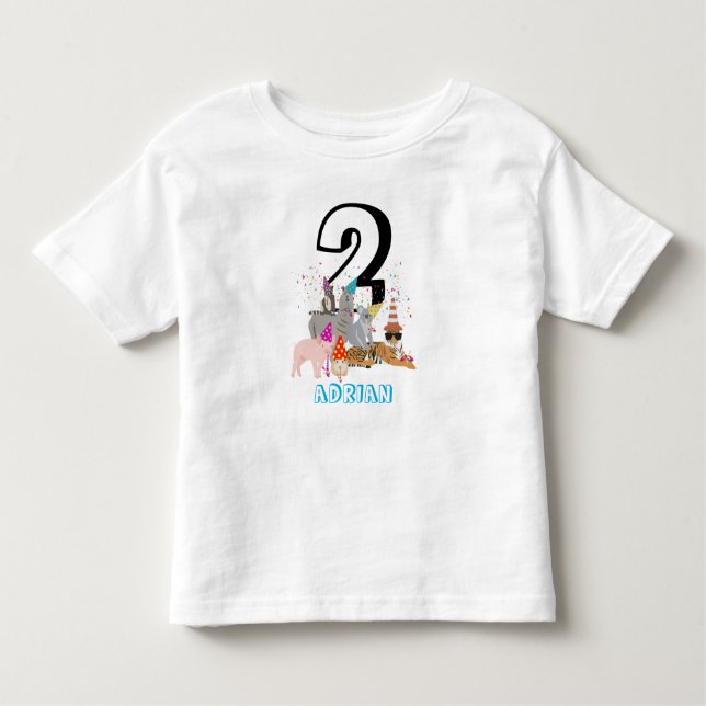 Camiseta Festa de Animais - Idade de Aniversário de Animais (Frente)