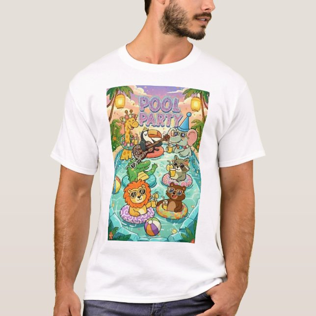 Camiseta Festa de Animais na Piscina (Frente)
