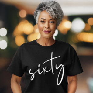Camiseta Festa de aniversário 60ª branca preto-chic