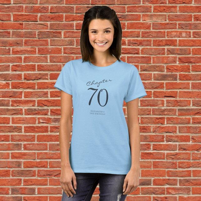 Camiseta Festa de aniversário 70 Cinza Script Azul (Criador carregado)