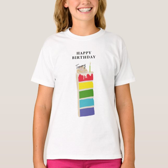 Camiseta Festa de aniversário Arco-Íris Colorida (Frente)