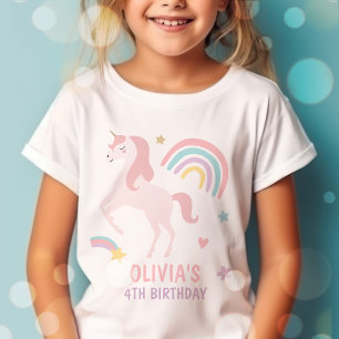 Camiseta Festa de aniversário Arco-Íris Magia Pastel Unicor
