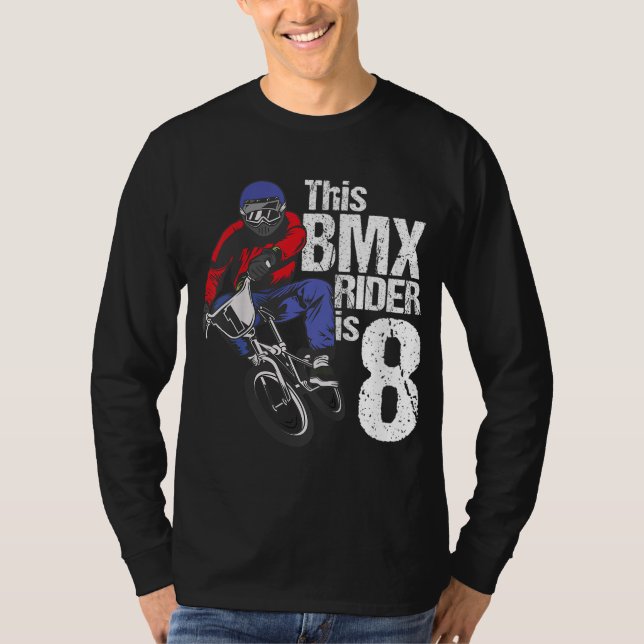 Camiseta festa de aniversário BMX de 8 anos Meninos Suja Bi (Frente)