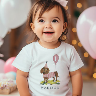 Camiseta Festa de aniversário cachorrinho fofo Dachshund Id