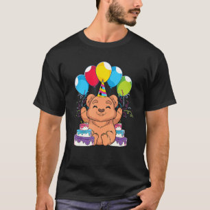 Camiseta Festa de aniversário Castanho-Urso Floresta Animal