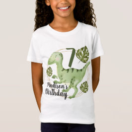 Camiseta Festa de Aniversário com Dinossauro em Aquarela e 