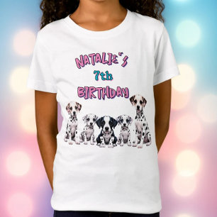 Camiseta Festa de Aniversário da Menina com Filhote de Dálm