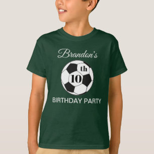 Camiseta Festa de Aniversário de 10 anos Futebol Verde Meni