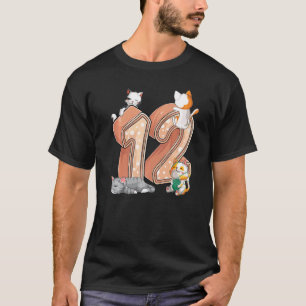 Camiseta Festa de Aniversário de 12 Anos do Gato Doze 12 An