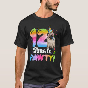 Camiseta Festa de Aniversário de 12 anos Pug Cão de Doze An