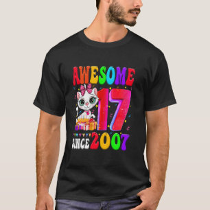Camiseta Festa de Aniversário de 17 Anos Menina Gato Fofo 1
