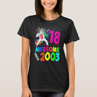 Camiseta Festa de Aniversário de 18 Anos Unicórnio Dabbing 