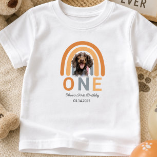 Camiseta Festa de Aniversário de 1 Ano Cachorro Adorável Aq