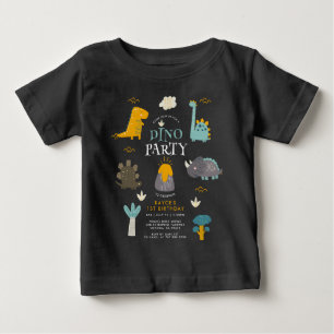 Camiseta Festa de Aniversário de 1 Ano de Dinossauros Fofos