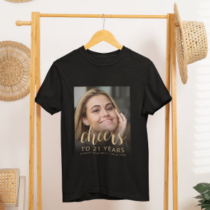 Camiseta Festa de Aniversário de 21 Anos com Foto Personali