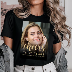 Camiseta Festa de Aniversário de 21 Anos com Foto Personali