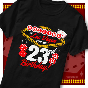 Camiseta Festa de Aniversário de 23 Anos no Cassino Rolling