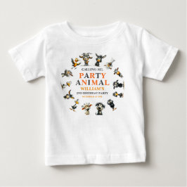 Camiseta Festa de Aniversário de 2 Anos com Animais Diverti