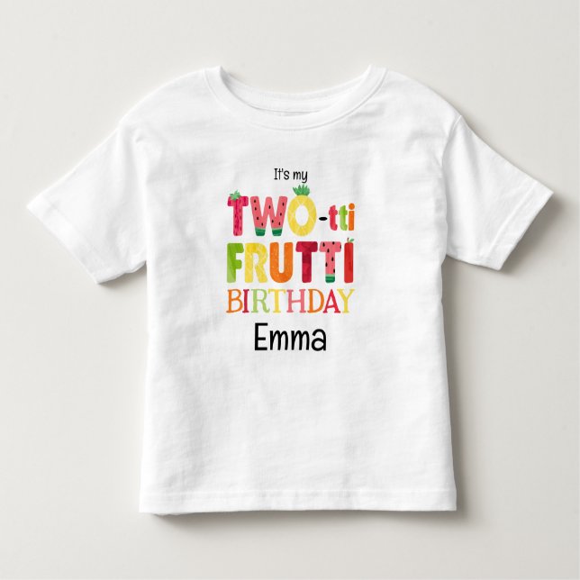 Camiseta Festa de Aniversário de 2 anos Two-tti Frutti Cuti (Frente)