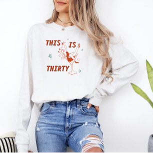 Camiseta Festa de Aniversário de 30 Anos Retro Chic Laranja